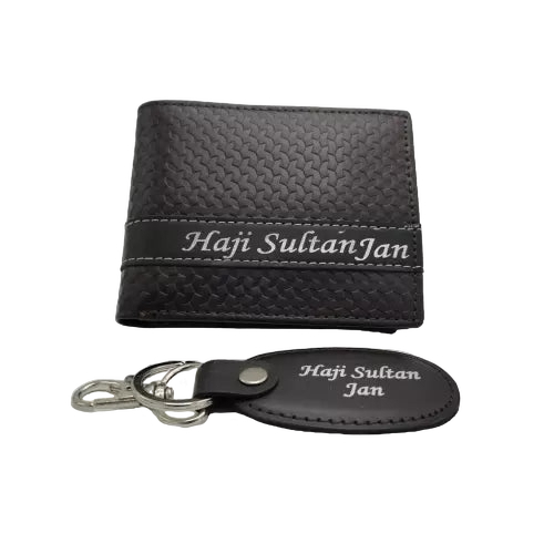 Custom Picture & Name Wallet + Keychain With Gift Box #04